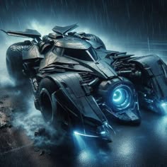 the batmobile from batman's dark knight movie is shown in this promotional image