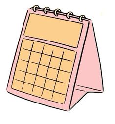 a drawing of a pink calendar on a white background with clipping area for text