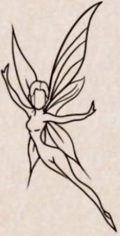 a black and white drawing of a fairy