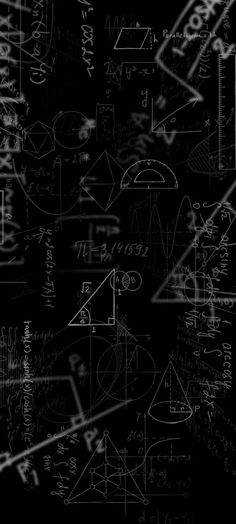 an abstract black and white background with many calculations
