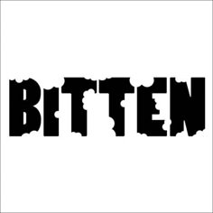 the word bitten written in black on a white background