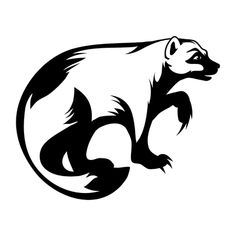 black and white silhouette of a ferret on a white background logo design, emblem design, graphic design, animal drawings, art drawings, ink, drawing sketches, tattoo designs, person, stencils, simpleism, monochromes, illustration art, animals, lettering design,