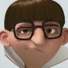an animated man with glasses and a white shirt