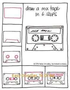 a drawing of an old school tape recorder with the words draw a mix tape in 6 steps