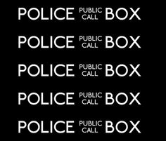 four different police boxes are shown in white on black background, with the words police call box below them