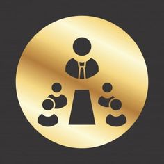 a golden circle with people in it