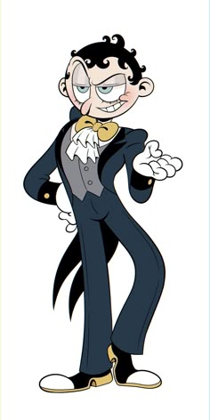 an image of a cartoon character in a tuxedo suit with his hands on his hips
