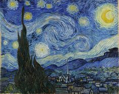 the starry night painting is shown in this image