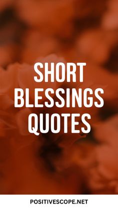 the words short blessings quotes in white on an orange background with red and black flowers