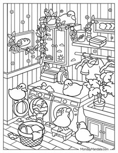 Kitchen playthings coloring page