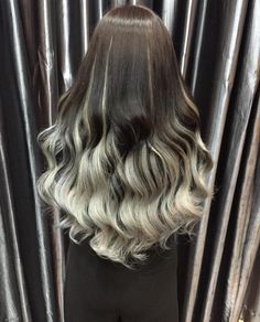 Dark Brown With White Hair, Dark Brown White Hair, Dark Brown Hair With White Balayage, Brown Hair White Tips, Black And White Balayage Hair, Brown Hair With White Ends, Brown Hair With White Tips, Light Brown And Black Hair, Brown And White Dyed Hair