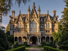 Italian Gothic House, Fancy Old Mansion, Gothic Revival Houses, Vintage Home Exterior Old Houses, Gothic Style Buildings, Gothic Villa, Gothic Architecture Exterior, Dark Victorian Homes, Gothic Castle Architecture