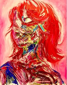 a painting of a woman with red hair