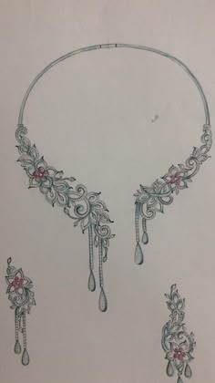 Necklace Design Sketch, Necklace Drawing Sketch, Fancy Necklace Drawing, Jewelry Design Necklace Sketches, Diamond Necklace Sketch, Necklace Sketch Ideas, Necklace Designs Sketch, Necklace Sketch Design, Elegant Necklace Sketch