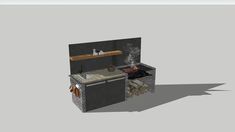 an outdoor bbq with grill and counter top