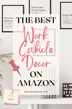 the best work cubicle decor on amazon is featured in this postcard style photo