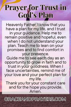 a prayer for the father in god's plan