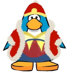 a cartoon penguin wearing a red, white and blue jacket with a hat on it's head