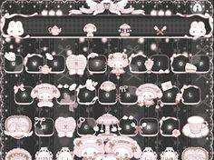 a black and white poster with pink designs on it's sides, including teddy bears