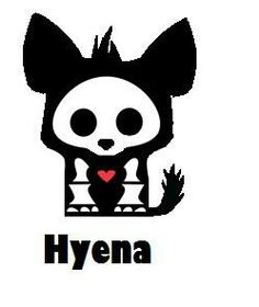 the logo for hyena is shown in black and white, with a red heart