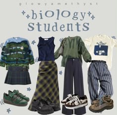 Biology Outfit Aesthetic, Biology Student Aesthetic Outfit, Biology Aesthetic Outfit, Biology Major Aesthetic Outfits, Biology Teacher Aesthetic Outfits, Hippie Academia, Biology Major Outfit, Science Academia Aesthetic Outfit, Goblincore Outfits For School