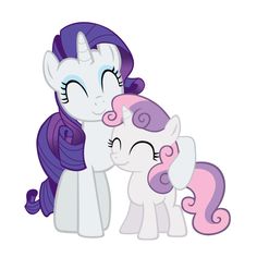two little ponys that are hugging each other