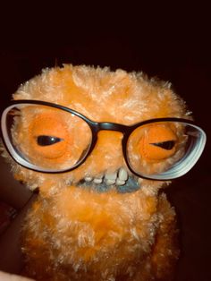 a stuffed animal with glasses on it's face