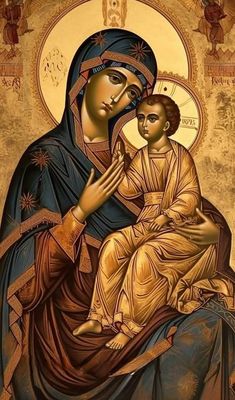 an icon of the virgin mary and child jesus