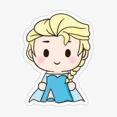 a cartoon character with blonde hair and blue dress
