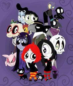 the cartoon characters are all dressed up for halloween