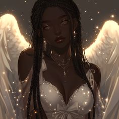a woman with angel wings on her chest