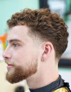Mod Taper Curly Hair, Mid Taper Curly Hair Back, Front Taper Curly, Mid Taper 2c Hair, Men’s Curly Hair Taper, Curly Combover, Mens Hairstyles Curly, Fade Haircut Curly Hair, Short Hair With Beard