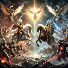 Angel Battle, Angel Battles, Angels Vs Demons, Battle Of Good And Evil, Archangel Battle, Battle Between Good And Evil, Heaven And Hell Battle, Battle Between Angels And Demons, Angel Battle Painting