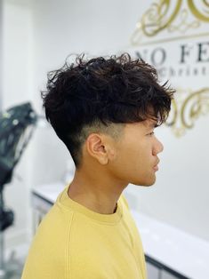 Men's Perm | Korean Men's Perm | Hair Salon Los Angeles, CA Loose Perm Low Fade, Loose Perm Men Short Hair, Loose Perm Men Taper, Top Hair Perm, Male Perm, Loose Perm Men, Loose Perm Mid Taper, Loose Perm With Taper Fade, Perm Drop Fade