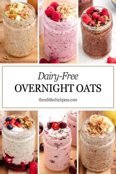 overnight oats in mason jars with berries and nuts