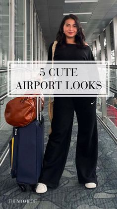HIGH Outfit Ideas For Traveling Airport Style, Airport Outfit Women Travel Style, How To Dress For Airport Travel, Best Airport Outfits For Women, Best Airport Outfit, Airport Outfit Ideas, Airport Outfit Cold To Hot Travel Style, Airport Outfits For Women, Stylish Airport Carry-on Bag