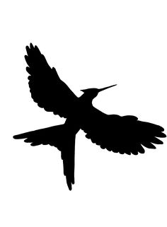 a black and white silhouette of a hummingbird