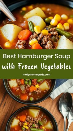 Looking for a cozy and hearty meal idea? Try making hamburger soup with frozen vegetables! This recipe is quick, simple, and perfect for those busy weeknights. Packed with flavors and nutrient-rich veggies, this soup will surely warm you up from the inside out. It's a versatile dish that you can easily customize based on your preferences. Whether you're cooking for picky eaters or trying to sneak in more vegetables into your diet, hamburger soup with frozen vegetables is a delicious choice. Easy Hamburger Soup, Easy Vegetable Beef Soup, Homemade Vegetable Beef Soup, Veggie Soup Recipes, Easy Vegetable Soup, Veg Soup, Beef Soup Recipes, Hamburger Soup, Soup With Ground Beef
