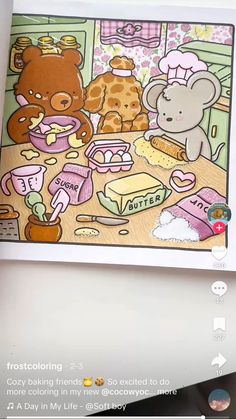 there is an image of two bears eating at the kitchen table with other food items