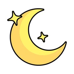 a yellow crescent with stars on it