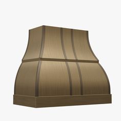 an image of a stove hood that is made out of wood and has stripes on it