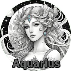 the zodiac sign aquarius with a beautiful woman's face
