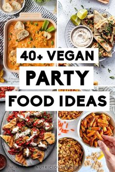 vegan party food ideas with text overlay