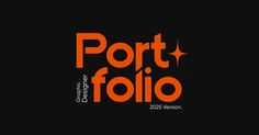 the logo for port folio is shown in an orange and black color scheme