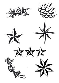 star tattoo designs on white background