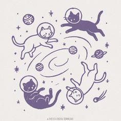 an image of cats and planets in the sky