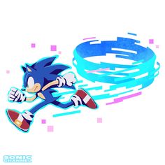 sonic the hedgehog running in front of an abstract background
