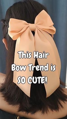 How To Tie A Bow For A Headband, Make Hair Bows Out Of Ribbon, Ponytail Hair Bow, How To Make A Hair Bow With Ribbon Easy, How To Make A Bow For Hair Clip, Large Ribbon Bow, Long Bow Hairstyle, How To Make A Bow With Ribbon And Glue, Diy Hairbows