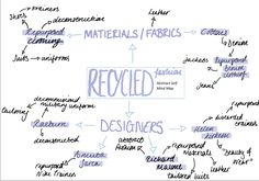 a handwritten diagram with words describing the process of reuseing materials and their names