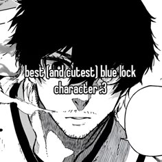 an anime character with the words best and cutest blue block character? 3 on it